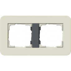 Рамка 2-постовая Gira E3 белый песочный/антрацит 0212427